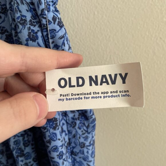 Old Navy Women L Blue Floral Boho Square Neck Tie-Back Cami Swing Blouse NWT - Picture 8 of 12